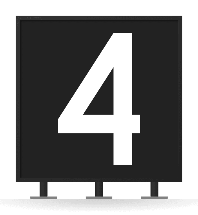 [4] Runway distance remaining sign: white numeral 4 on black — 4000 feet of runway remaining