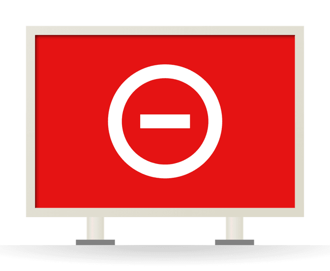 [NO ENTRY] No entry sign with 400 mm symbol: white ring with a horizontal bar on red, in a cream-framed sign box
