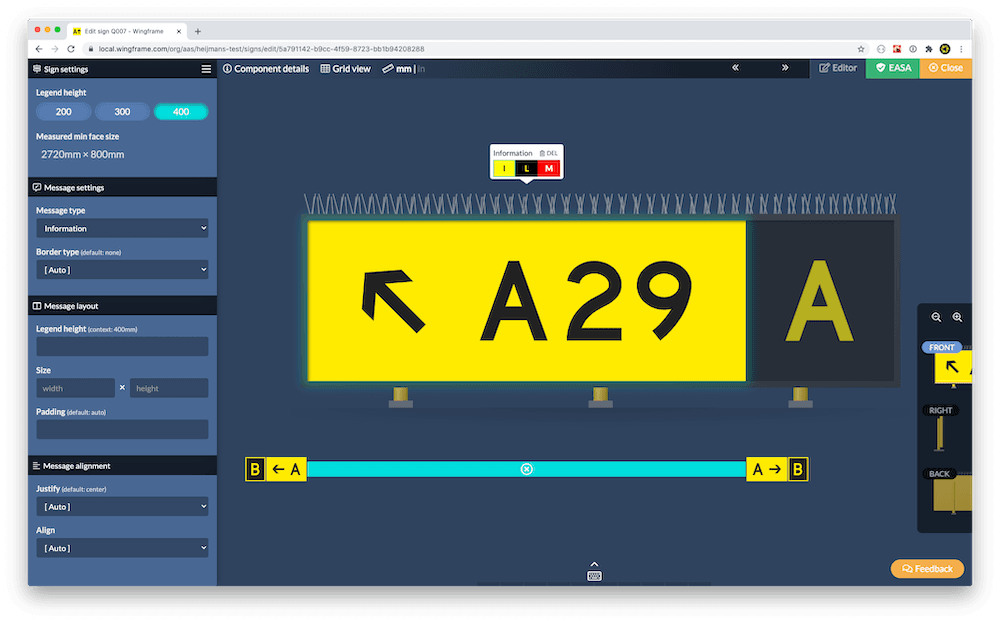 Screenshot of the Wingframe editor