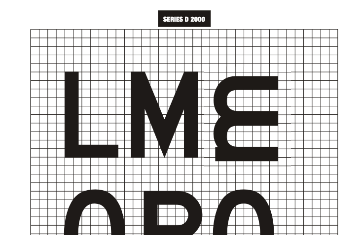 FHWA Series D, glyphs M and m comparison